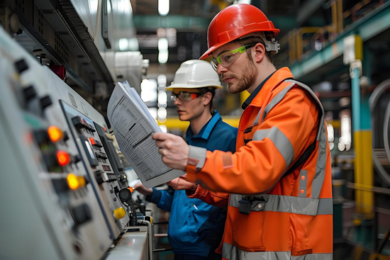 Workers managing steel wire rope production equipment ensuring rigorous quality control